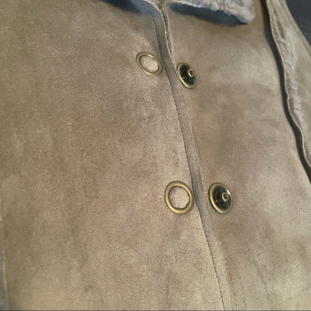 Jw Faux Suede Sherpa Lined Button Front Vest - image 4